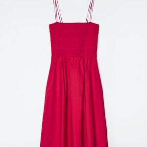NWOT COS Shirred Midi Dress Red size S